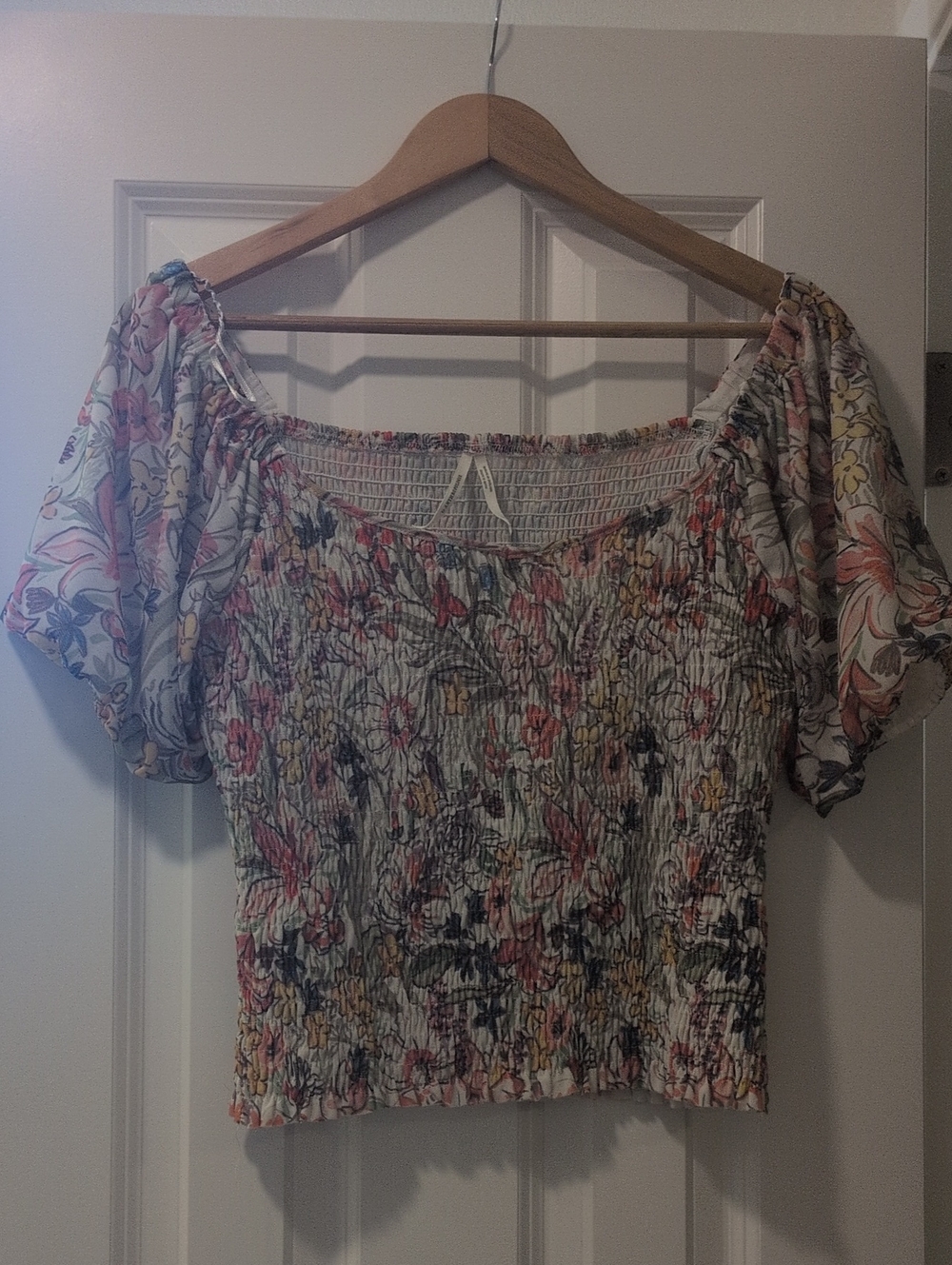 Anthropologie Colorful Smocked Top